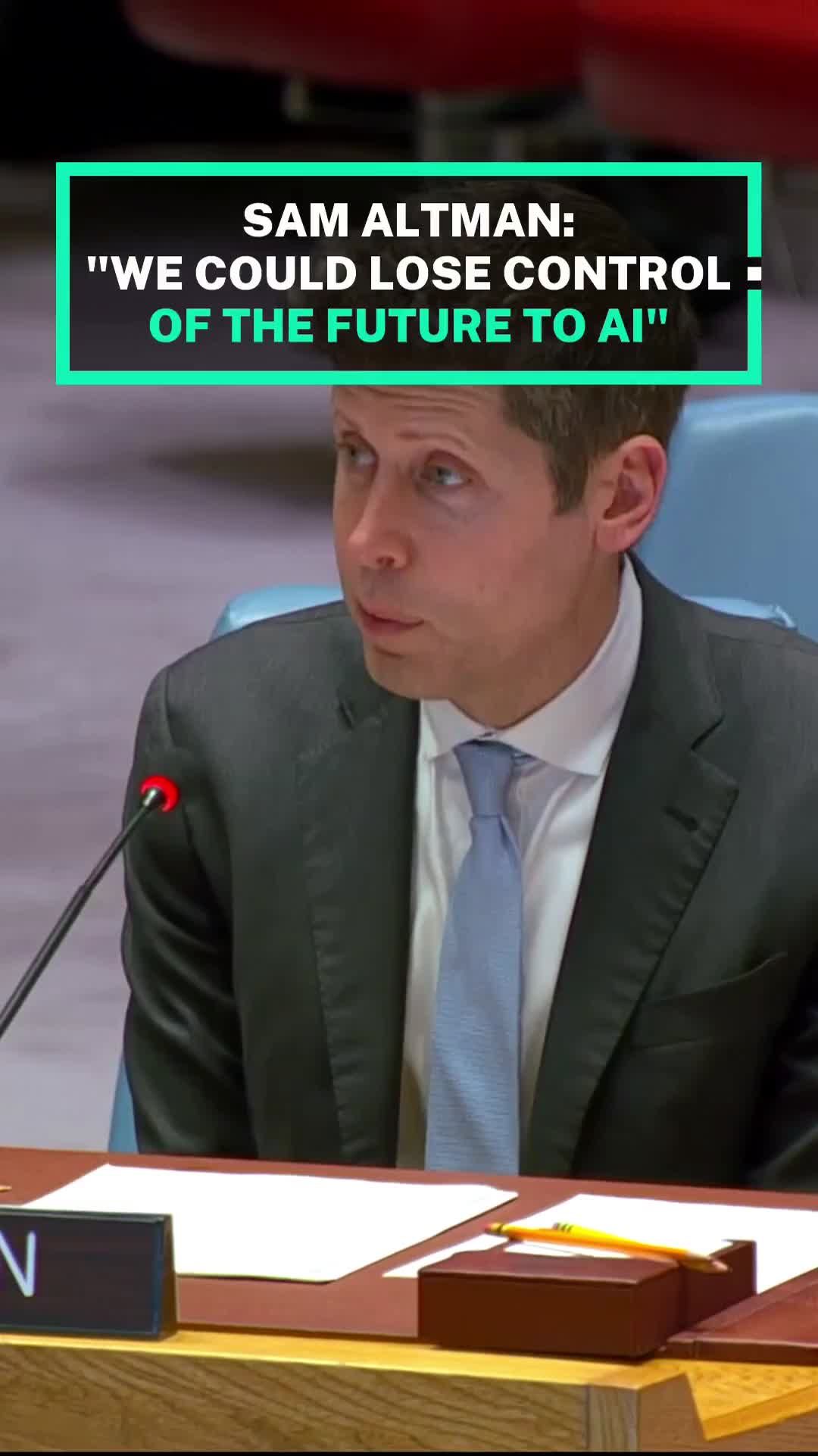 BREAKING: Sam Altman just told the UN Security Council that we could lose control of the future to AI. "We could lose co
