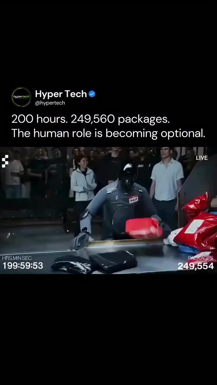 A humanoid robot reportedly worked for nearly 200 hours straight and processed around 249,560 packages.🥵 The endurance 